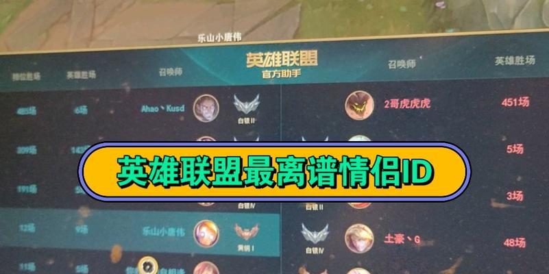 英雄联盟中哪些情侣名字最火爆？