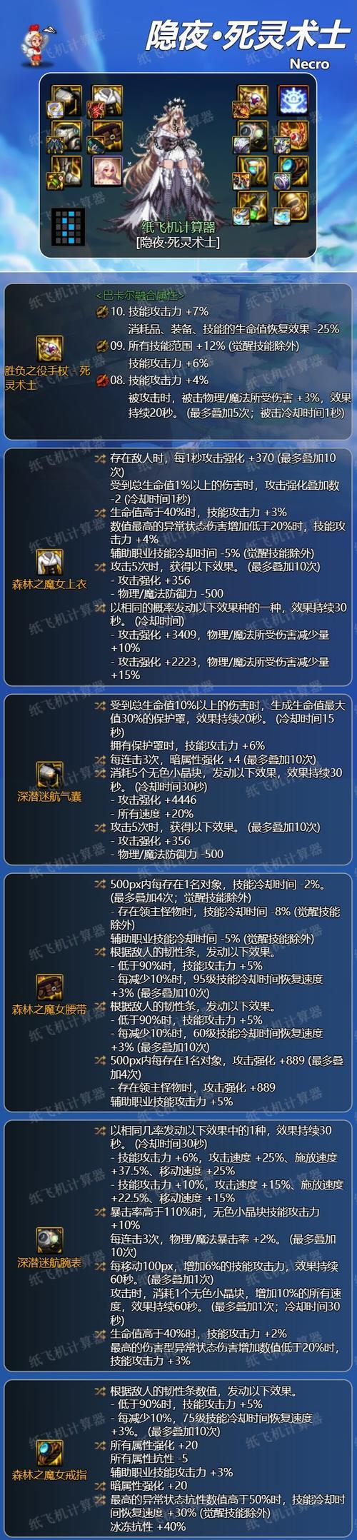 dnf死灵90级的技能和属性如何？